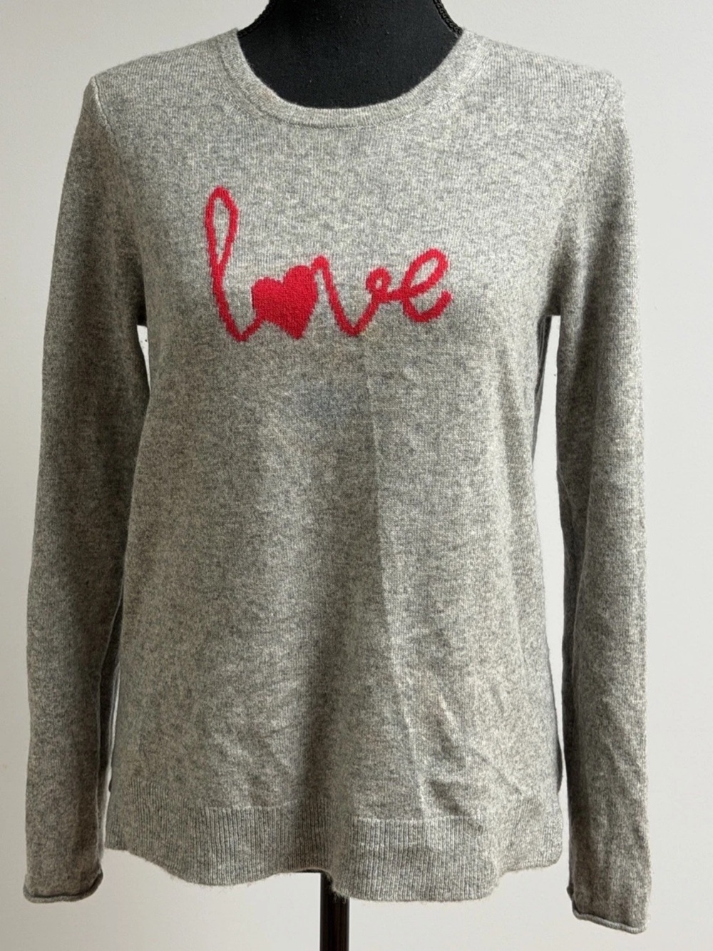 Future Paradise 100% Cashmere Women's Sweaters Pullover LOVE Sweater Grey Size M
